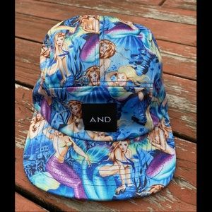 And brand mermaid print 5 panel hat